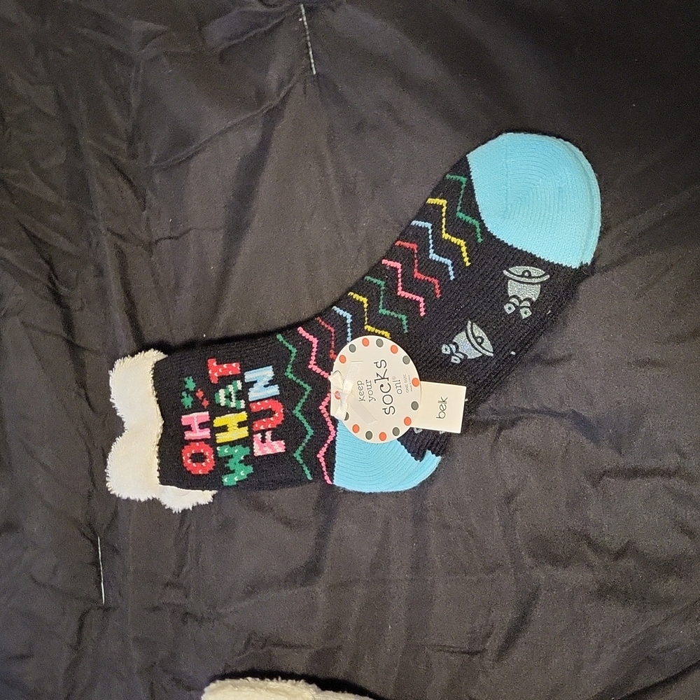 Christmas holiday fuzzy socks- oh what fun